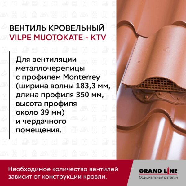 Вентиль кровельный Vilpe Muotokate KTV синий — изображение 3