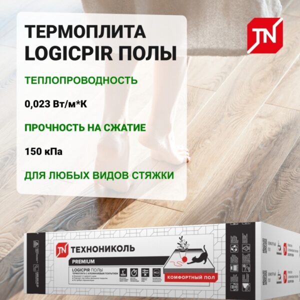 Плита теплоизоляционная Logicpir Полы ФЛ/ФЛ L-1190х590х30 (5,616м2) — изображение 2